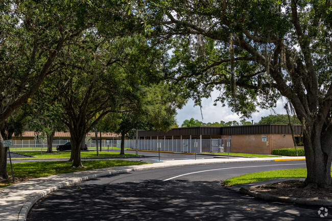 Lake Trafford Elementary School in Immokalee has a circular driveway leading to the entrance.