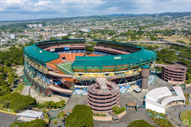 Aloha Stadium no longer hosts games, but the land is still used for events like weekly markets, festivals, and concerts.