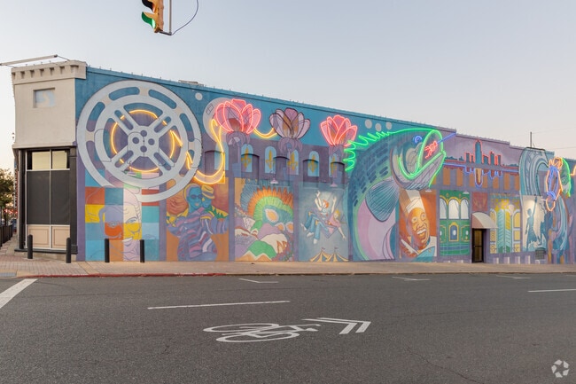 A unique wall mural in nearby Shreveport with neon lights.