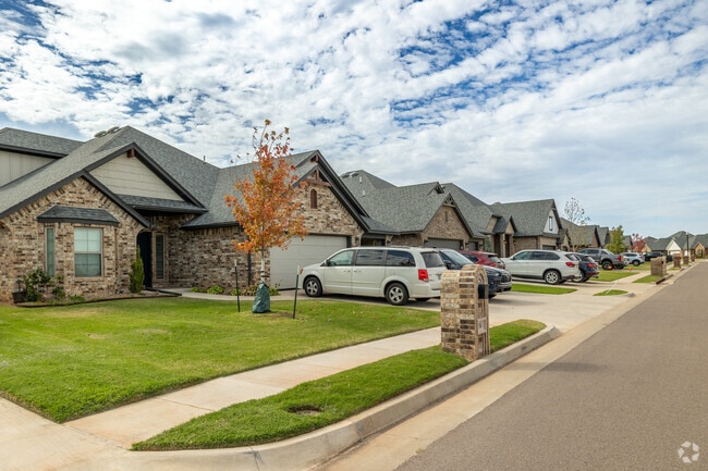 Rows of brick single family homes in the Southridge Shadowlake neighborhood in Oklahoma.