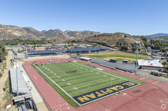 The view of the El Capitan High School in Lakeview with mountains in the background.