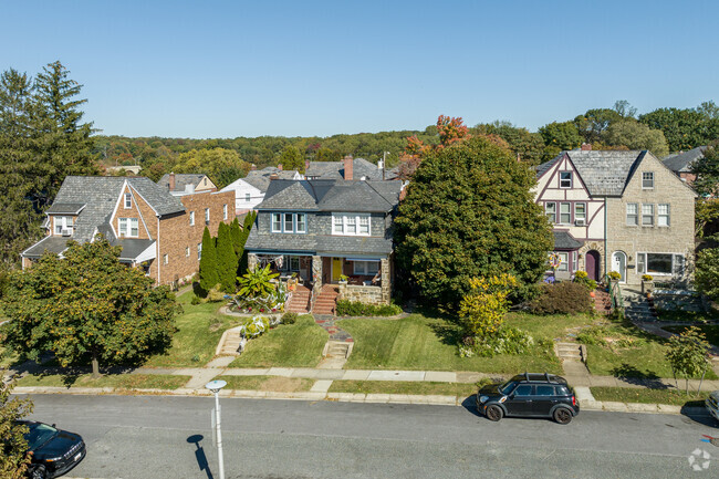Herring Run Park has many Tudor style homes on the perimeter.