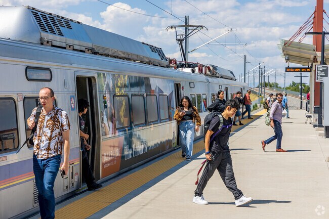 Thornton Crossroads & 104th train station connects commuters to downtown Denver.
