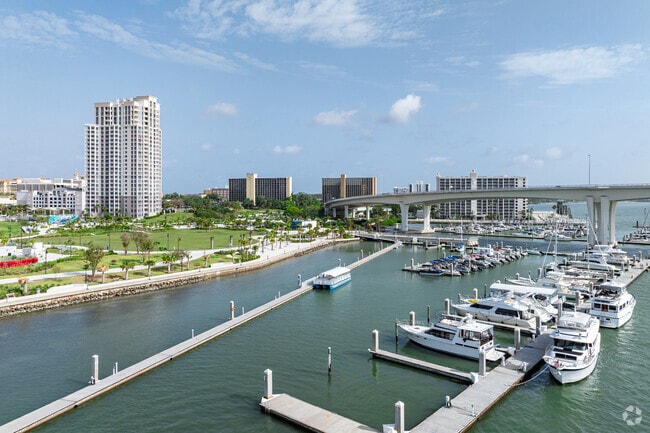 Downtown Clearwater has a large marina and waterfront park near Sunset Lake Estates.