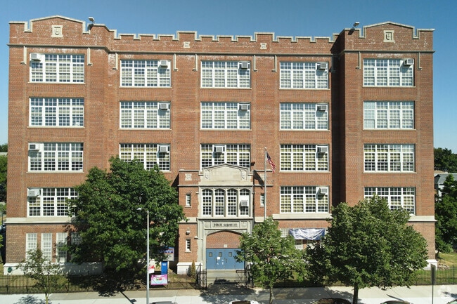 Student drop off at The Walter Kassenbrock School in Fort Hamilton.