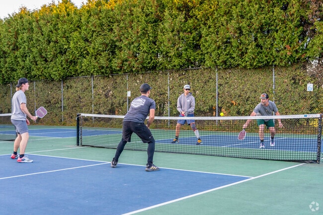 People play pickleball at the Barre Recreational tennis courts on the border of South Barre.
