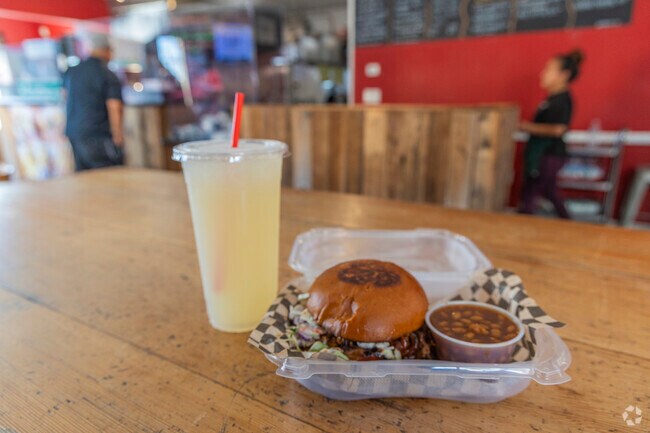 Oak Knoll residents can grab a delicious pulled pork sandwich with Kool-Aid at Roderick's BBQ.