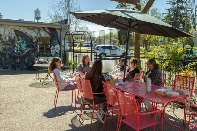 Enjoy patio dining with friends at  Holly Cafe.