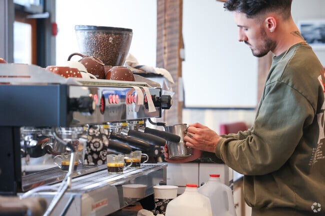 Montserrat commuters kick off their mornings downtown with a cappuccino from the Atomic Cafe.