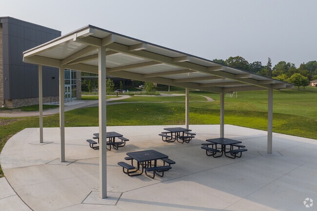 Sit outside for lunch at the Glencairn Elementary School in East Lansing, MI.