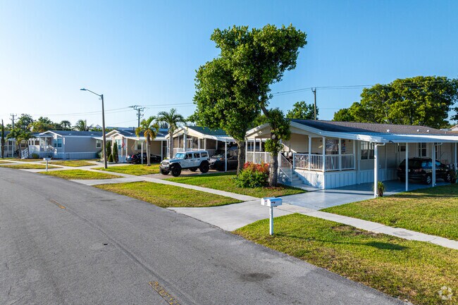 Some of the manufactured homes in Rexmere Village have front porches.