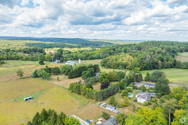 Homes connect to active farmland throughout the township.