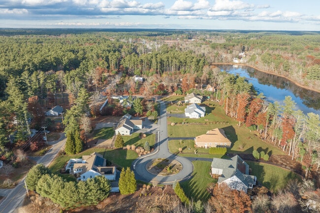 Large homes surround a cul-de-sac in West Wareham's neighborhood.