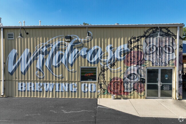 Wildrose Brewing commissioned a local painter to paint this mural on the side of the building.