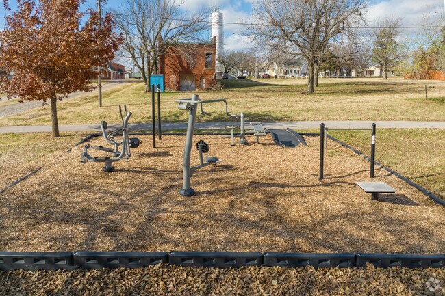 Exercise on Woody Wilson Memorial Park stationary equipment.