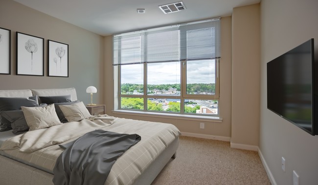 Large bedrooms with carpet flooring and large windows
