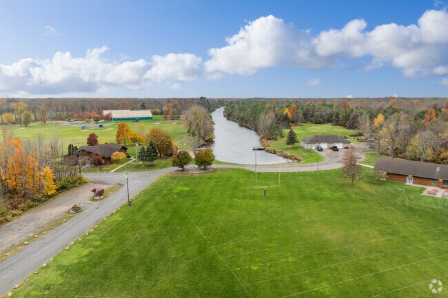 A series of sports fields can be found in the large green space of Casey Park in Ontario.