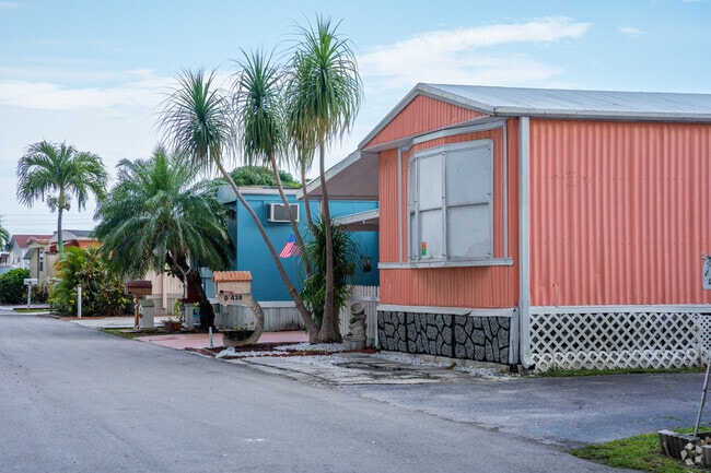 Row of Mobile homes in Town of Medley Mobile Home Park.