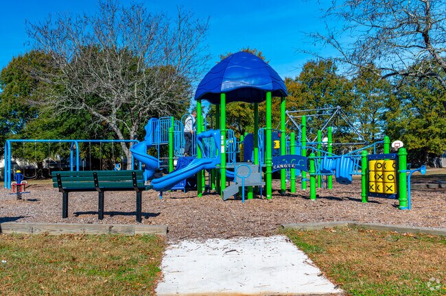 Scarborough Square Park features a playground, swings and basketball.