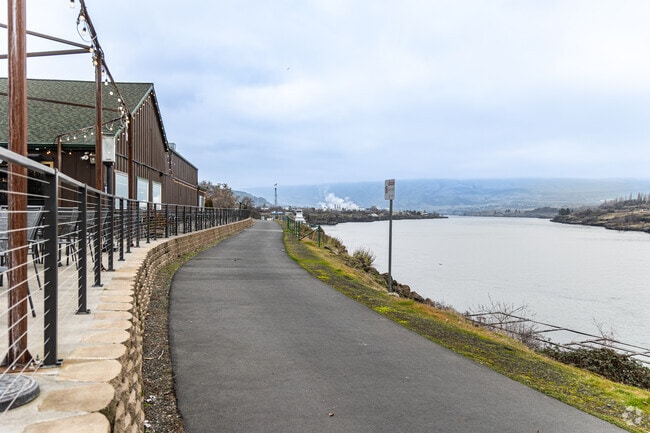 The paved Riverfront Trail runs parallel to the river in The Dalles.
