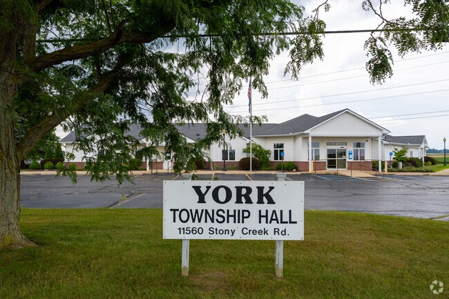 The York Township Hall serves as a community gathering place.