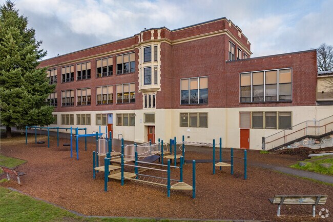 Playground outside the school in Buckman Portland, Oregon.