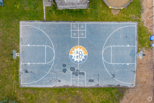 Community Day School has a well kept basketball court on the campus.