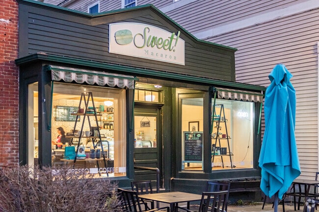 Grab a delicious hot coffee and a treat at Sweet Macaron in downtown Peterborough.