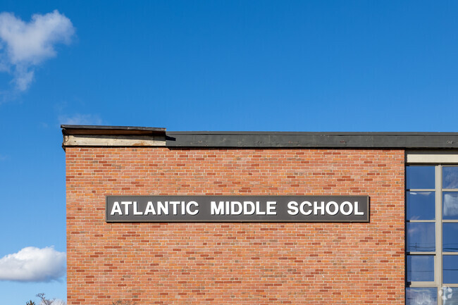 A brilliant sign greets you as you enter Atlantic Middle School in Quincy.