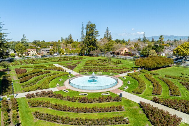 The Municipal Rose Garden near West San Jose is large and carefully designed.