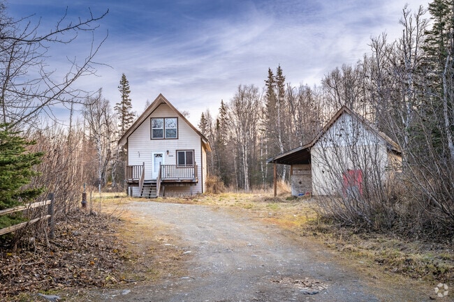 Homes in Lazy Mountain feature steep pitched roofs, sheds, and plenty of privacy.