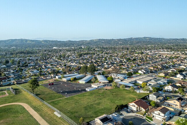 An aerial view of the entire campus at Scott Avenue Elementary School in Whittier.