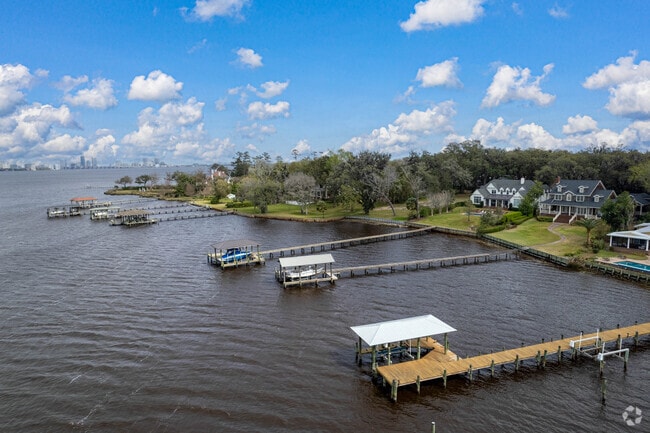 The homes near the water in Ortega, FL usually have docks for boat use.