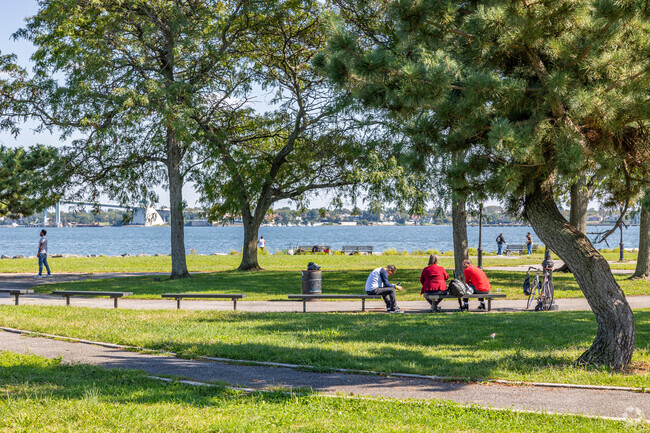 Waterside views are enjoyed at Clason Point Park.