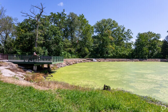 Wild Acres Park in St Louis has a fishing pond and tree-lined trails.