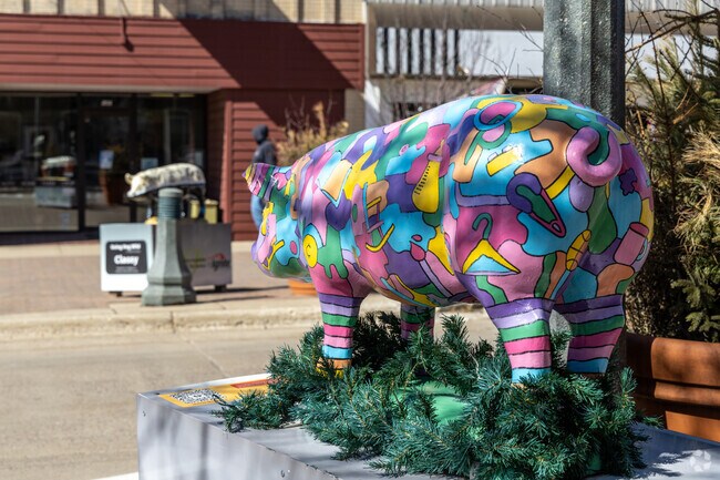 Fairmont embraces its pork producing heritage with colorful pig statures on every downtown corner.