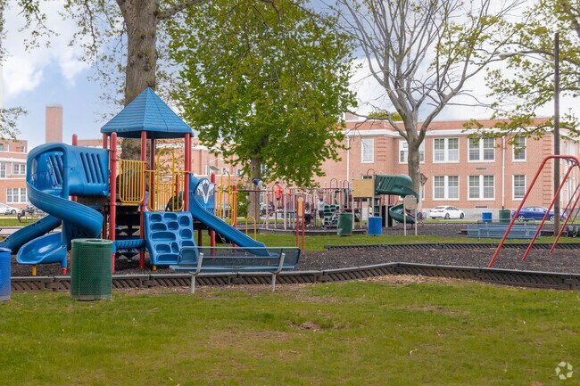 The McManus middle school in the Wilson Park section of Linden is in a large suburban setting.