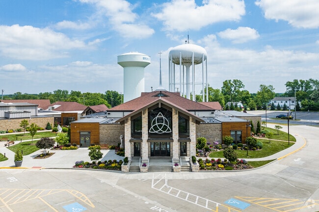 Brunswick has several notable landmarks, including its water towers and Saint Ambrose church,