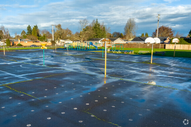 Danebo Elementary School has basketball courts in the Bethel neighborhood of Eugene.