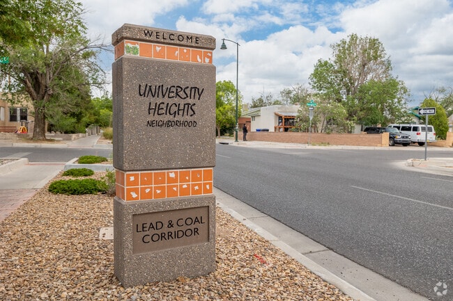 A Lead & Coal Corridor monument welcomes you to University Heights.