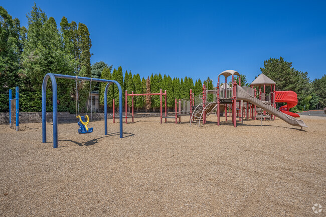 Colorful playgrounds at Kinnaman Elementary School in Aloha, Oregon.