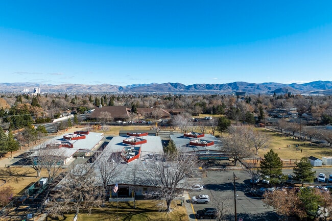 An aerial view of Jessie Beck Elementary School looking East.