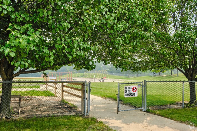 Harvest Elementary has a large play area behind the school for students to enjoy in Saline MI.