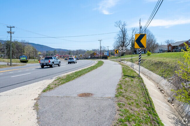 A walking path runs along Plantation Rd which connects Hollins residents without cars to downtown businesses.