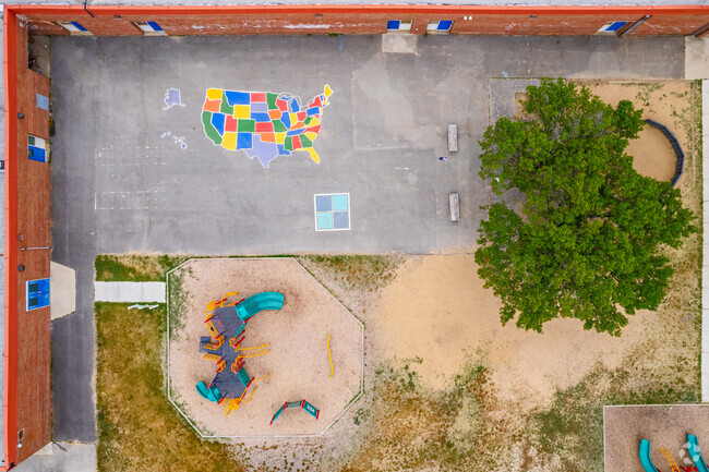 Sunset Elementary School offers a dynamic outdoor playgrounds and blacktop.