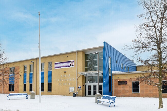 Adlai Stevenson School brick exterior is a solid symbol of timeless education.
