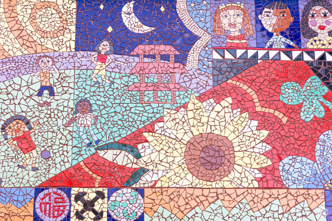 Haines Elementary School features various artworks in Chinatown.
