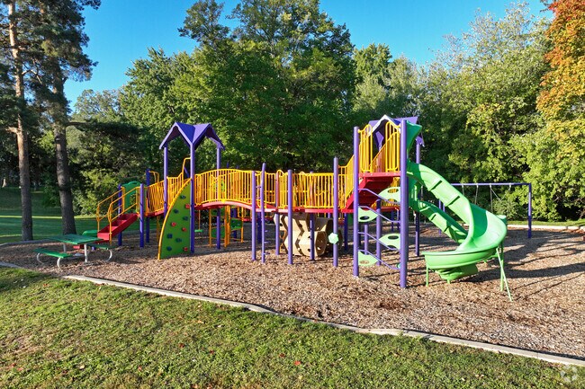 Hilltop Park has fun and inviting playground equipment for children.