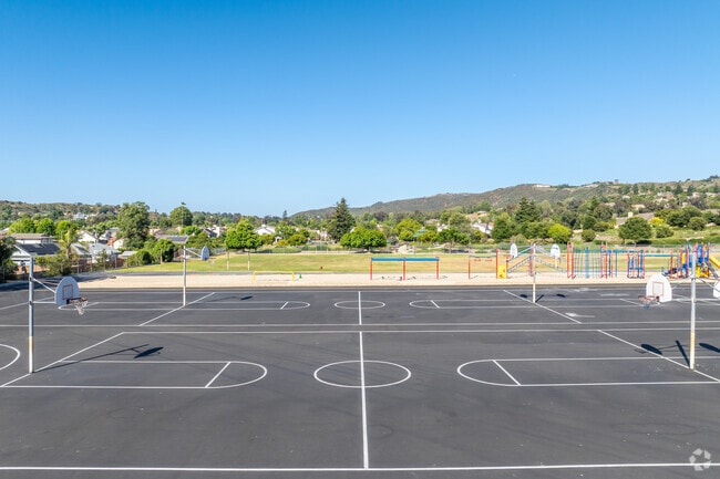 Banyan Elementary School features multiple basketball courts.