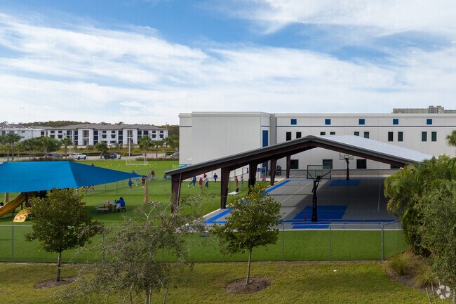 Athenian Academy Charter School in Estero has an outdoor covered basketball court.